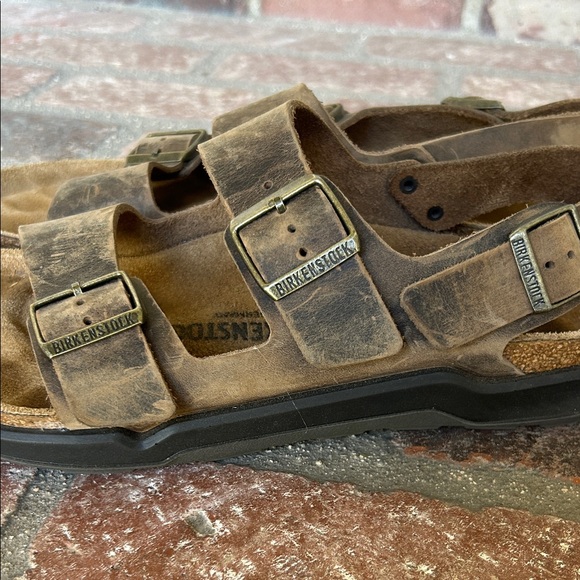 Birkenstock Distressed Leather Sandals with Buckles main image 3